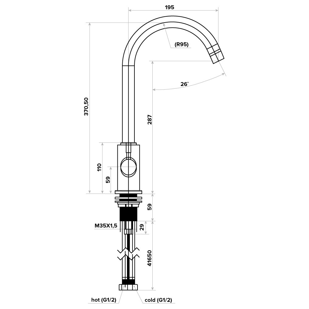 Trojcestná dřezová vodovodní baterie Aquaphor (Nerez) C125-3