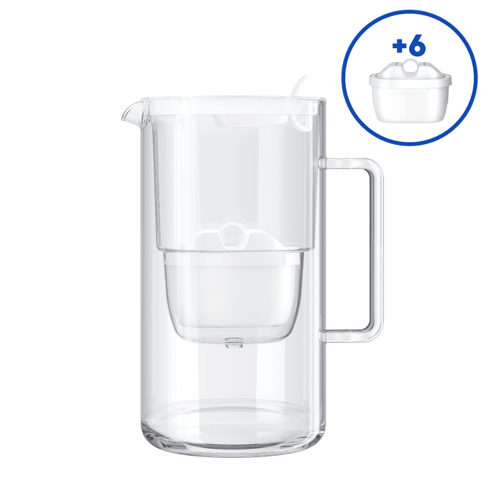 Glass Caraffa Filtrante in Vetro + 6 Cartucce MAXFOR+