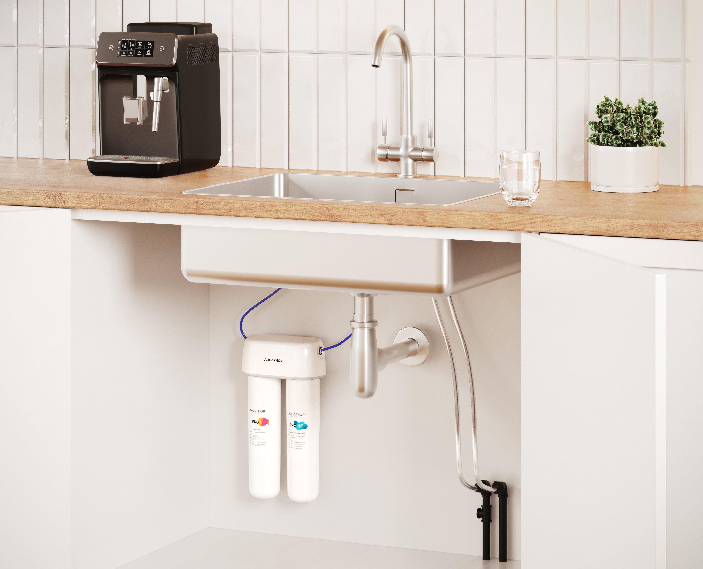 AQUAPHOR Duo HF Pro instalovaný pod dřezem