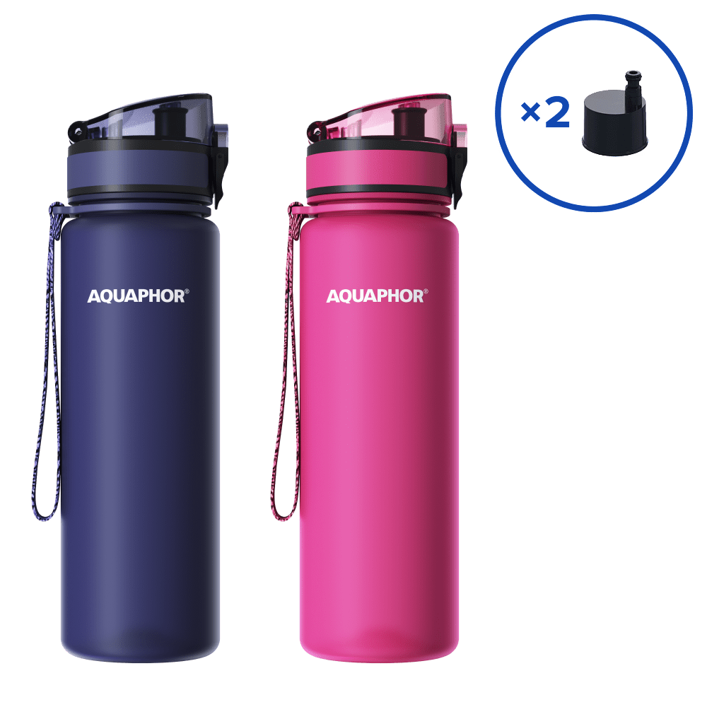 PACHET de 2 Sticluțe cu filtru City cu 2 cartușe-10